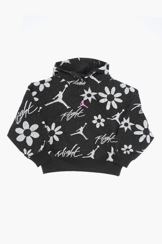 AIR JORDAN Fleece Cotton-Blend Hoodie with Floral Print