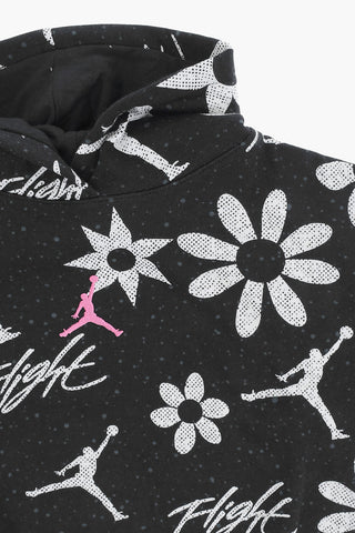 AIR JORDAN Fleece Cotton-Blend Hoodie with Floral Print