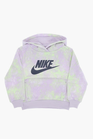 Felpa Hoodie in Misto Cotone Felpato Effetto Tie-Dye