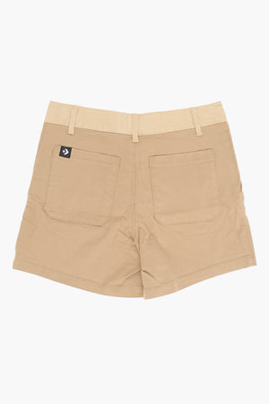 Single-Pleat Stretch Cotton Shorts