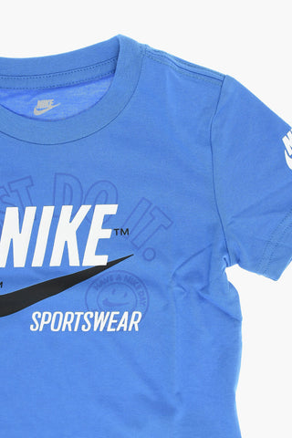 T-Shirt Girocollo in Tinta Unita con Logo Stampato