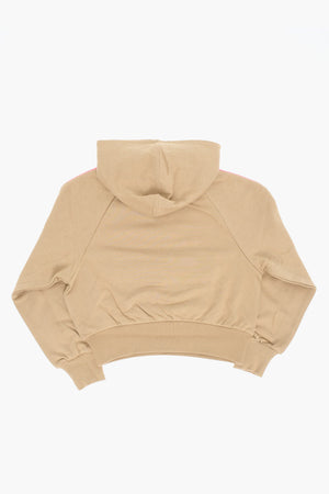 Felpa Hoodie in Misto Cotone con Mezza Zip
