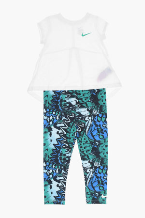 Set mit asymmetrischem T‑Shirt und bedruckten Leggings