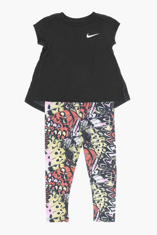 Set mit asymmetrischem T‑Shirt und bedruckten Leggings