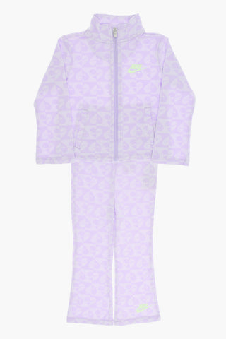 Allover-bedrucktes Set aus Sweatshirt und ausgestellten Hosen