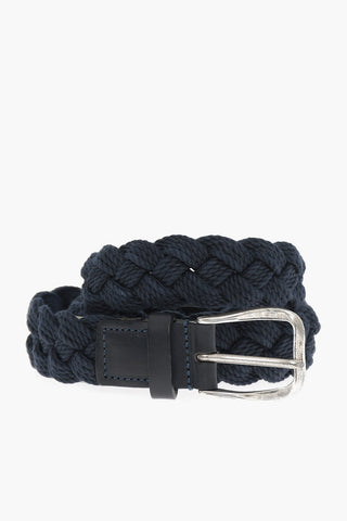 Braided Belt With Leather Trim 35mm