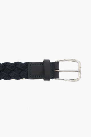 Braided Belt With Leather Trim 35mm