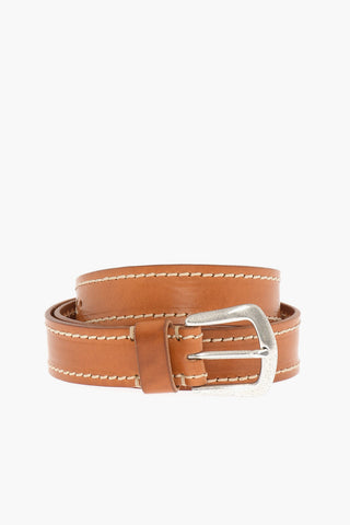 Leather Belt with Silver Effect Buckle 30mm