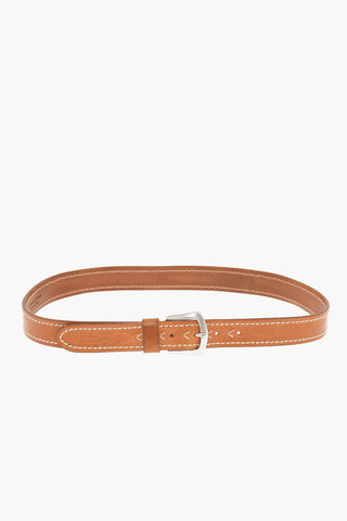 Leather Belt with Silver Effect Buckle 30mm