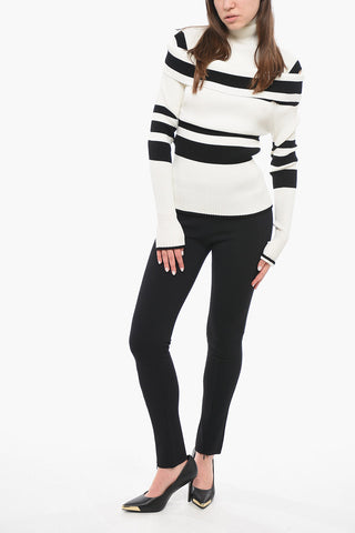 Turtleneck Sweater With Cut-Out Detail and Striped Pattern