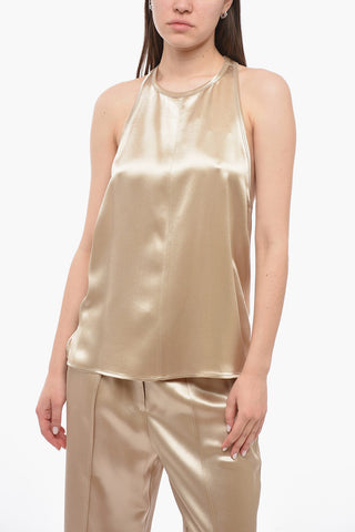 Crewneck Sleeveless Top With Zip Back