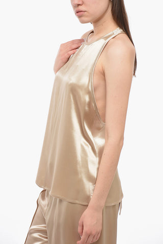 Crewneck Sleeveless Top With Zip Back