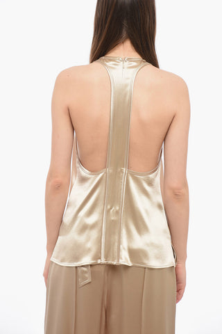 Crewneck Sleeveless Top With Zip Back