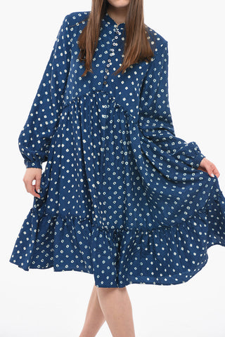 Linen Flared Dress with Pleated Detail