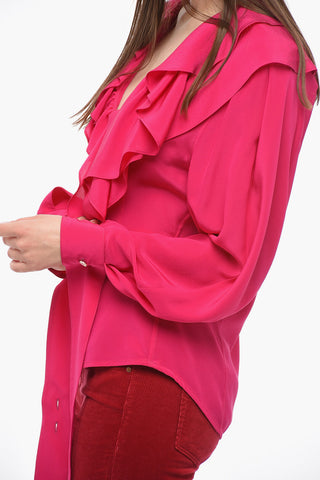 Silk Ruffled Collar Shirt