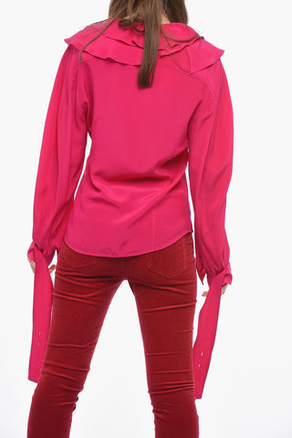 Silk Ruffled Collar Shirt