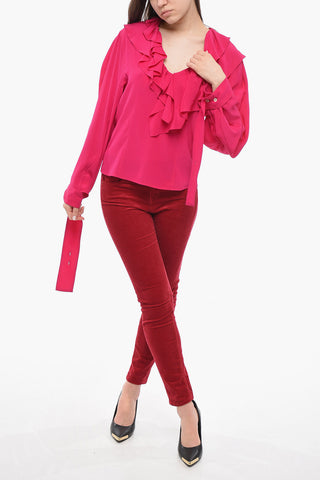 Silk Ruffled Collar Shirt
