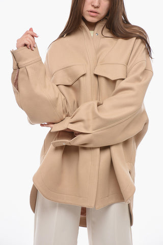 Wool Blend Short Coat with Relaxed Fit