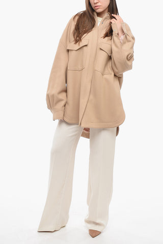 Wool Blend Short Coat with Relaxed Fit