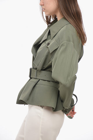 Giacca Peplum in Misto Lana con Cintura