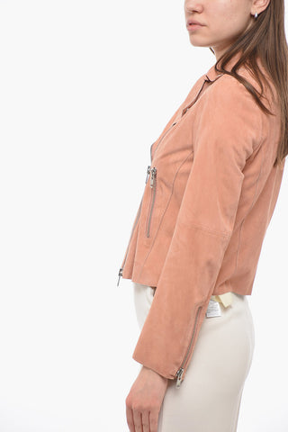 Suede Biker Jacket with Zipped Detail