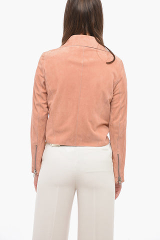 Suede Biker Jacket with Zipped Detail