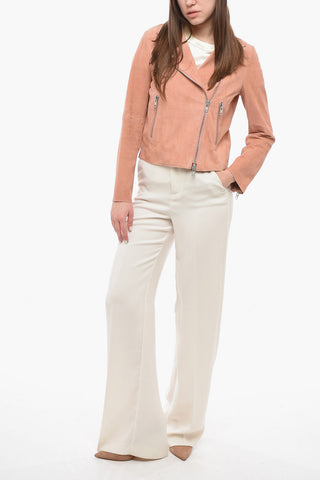 Suede Biker Jacket with Zipped Detail