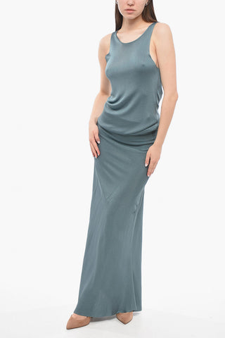 Viscose Long Dress with Crewneck
