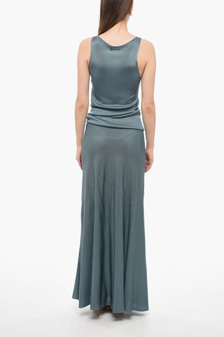 Viscose Long Dress with Crewneck