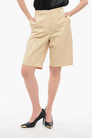 Front-pleated Shorts with Ton-sur-ton Embroidered