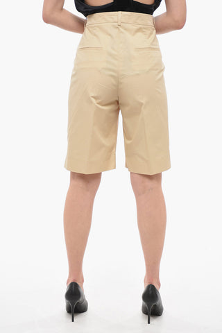 Front-pleated Shorts with Ton-sur-ton Embroidered