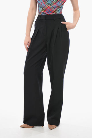 Pantaloni in Twill di Lana con Pinces