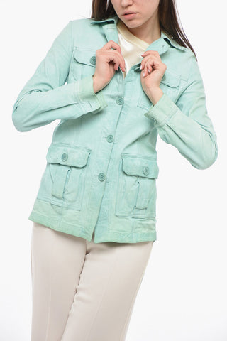 Crackle Leather Multipocket Jacket