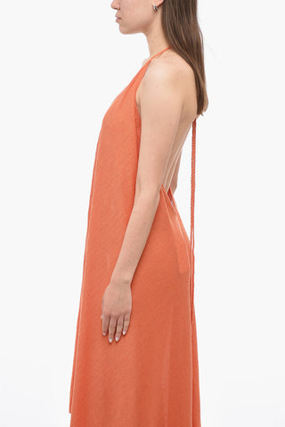 Leinen-Capekleid mit Schnürdetail