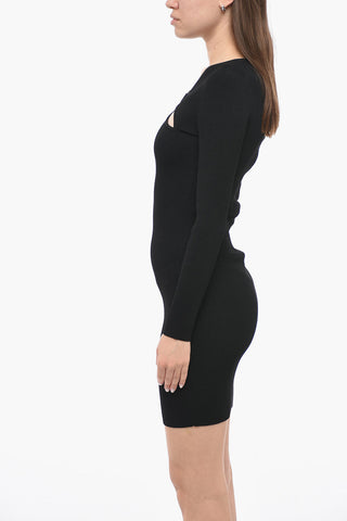 Abito in Maglia a Coste con Dettaglio Cut Out