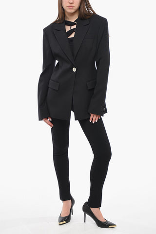 Single-Breasted Blazer BLUE with Flap Pockets