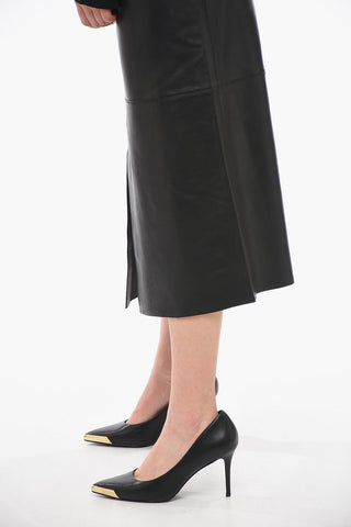 Leather Pencil Skirt with Double Slit