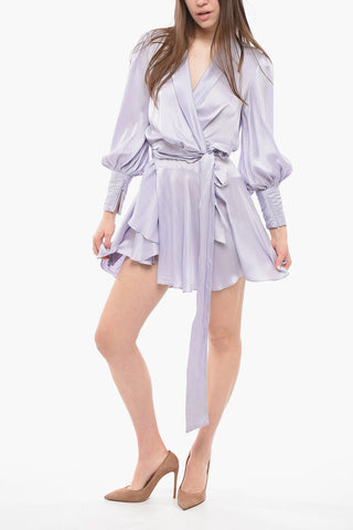 Silk Wrap Dress with Bow
