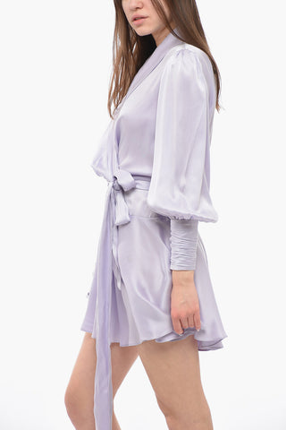 Silk Wrap Dress with Bow
