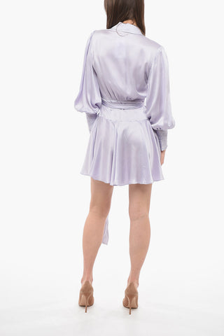 Silk Wrap Dress with Bow