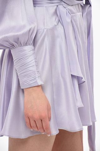 Silk Wrap Dress with Bow