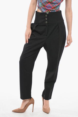 Lurex Pinstriped Pants with Tapered Fit