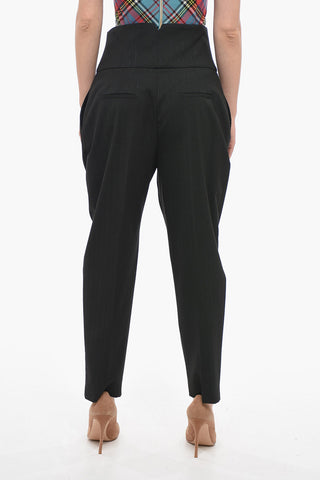 Lurex Pinstriped Pants with Tapered Fit