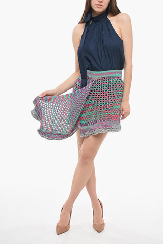 Crochet Asymmetric Miniskirt