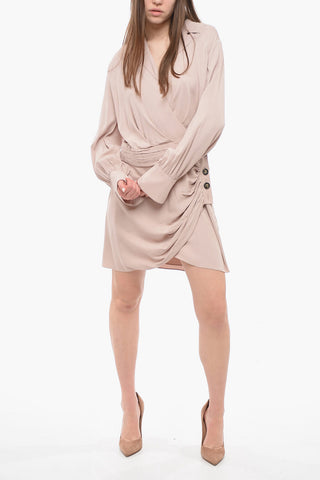 Viscose Wrap Dress with Notch Lapel