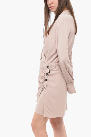 Viscose Wrap Dress with Notch Lapel