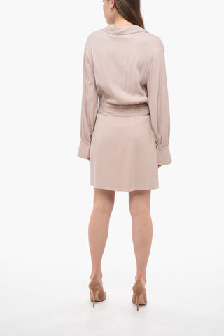 Viscose Wrap Dress with Notch Lapel
