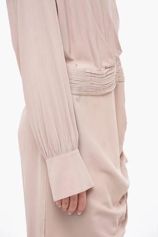 Viscose Wrap Dress with Notch Lapel