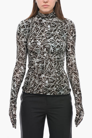 Printed Turtleneck Sweater