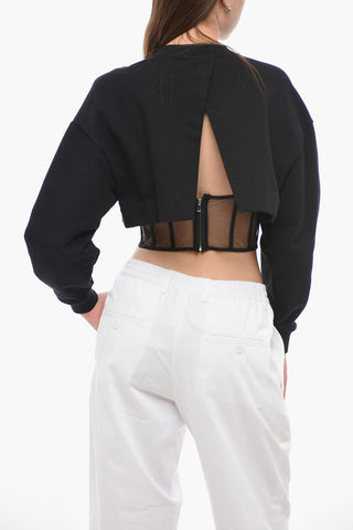 Cropped Sweatshirt with Transparent Lining